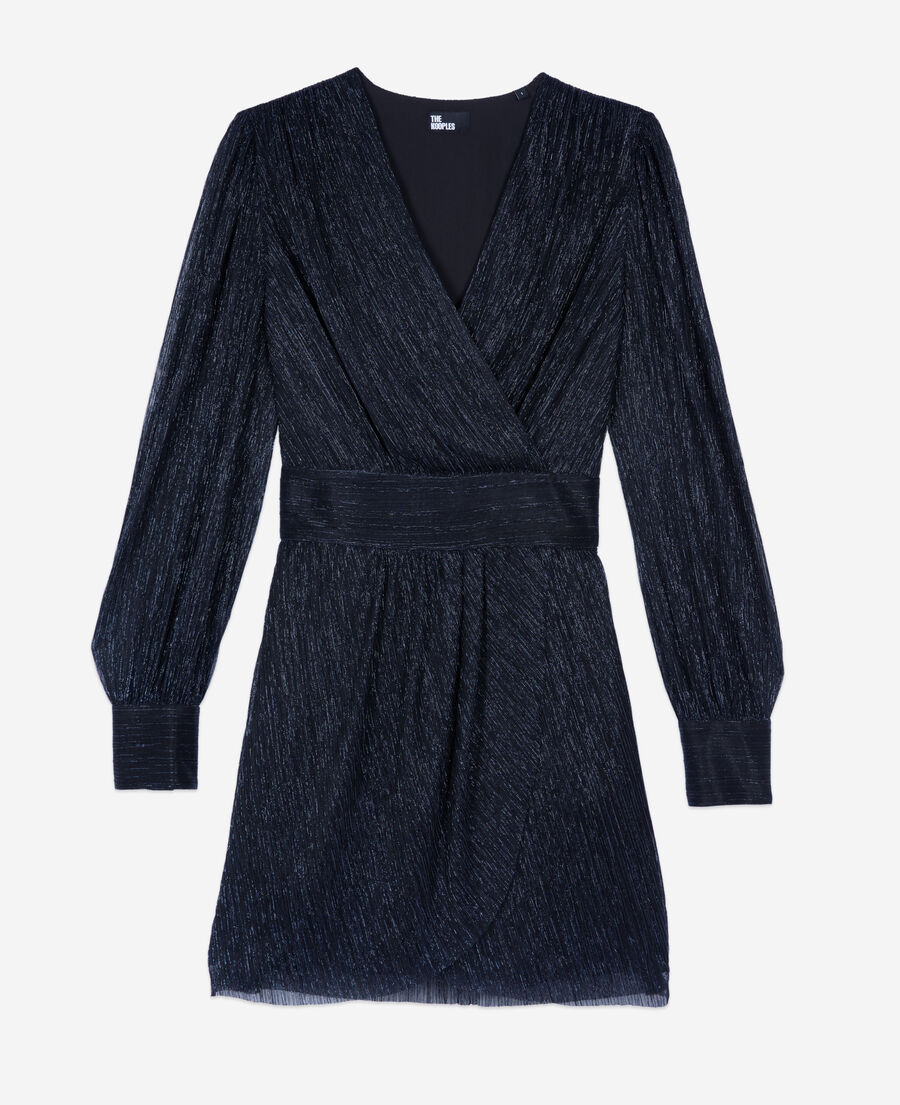 The Kooples DAMEN DARK NAVY kurzes, marineblaues kleid in metallic-jersey