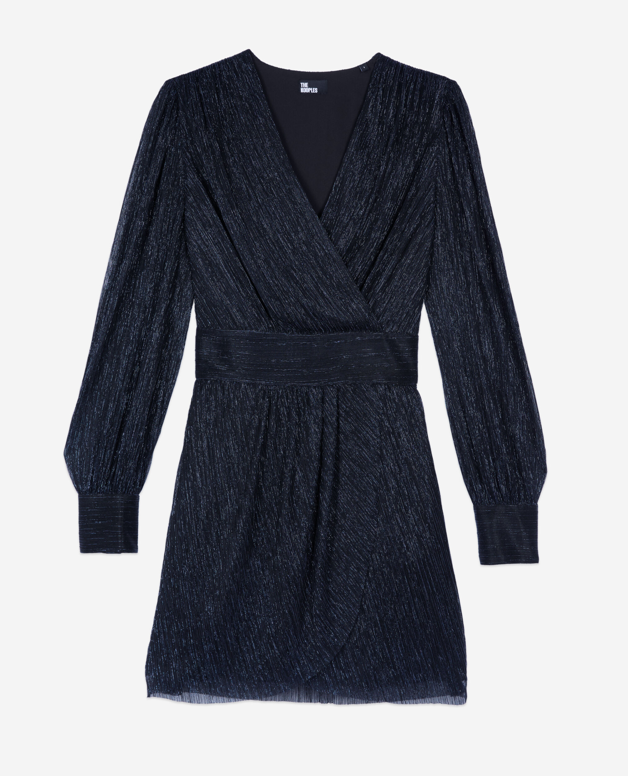 Kurzes, marineblaues Kleid in Metallic-Jersey, DARK NAVY, hi-res image number null