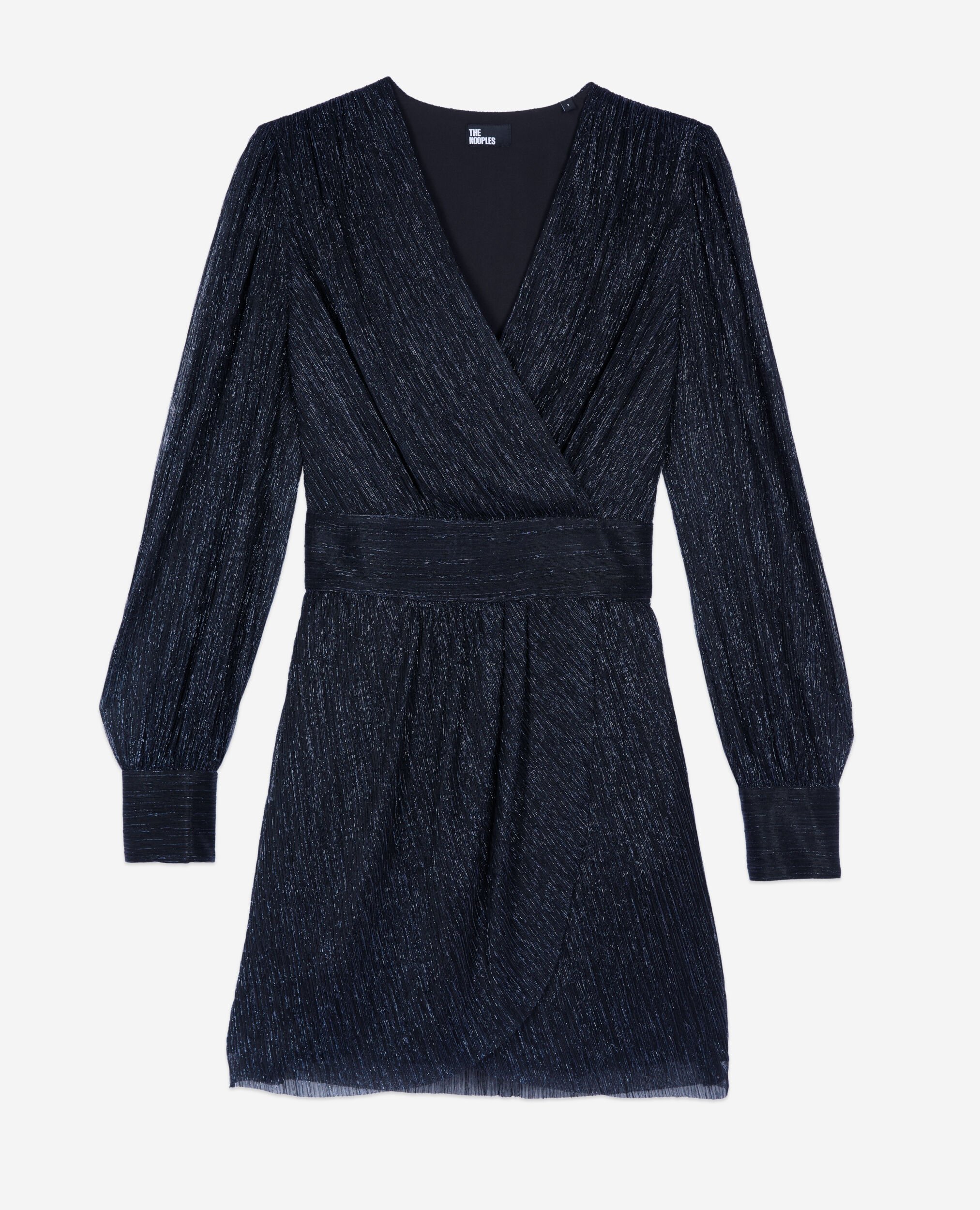 Robe courte en jersey métallisé bleu marine, DARK NAVY, hi-res image number null