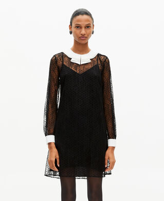 The Kooples DAMEN BLACK kurzes kleid aus spitze mit plumetis und strasssteinen schwarz