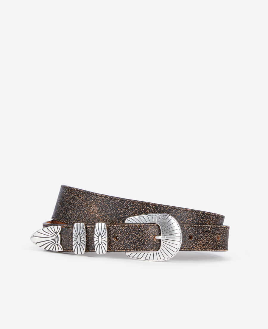The Kooples FEMME BROWN ceinture fine en cuir marron