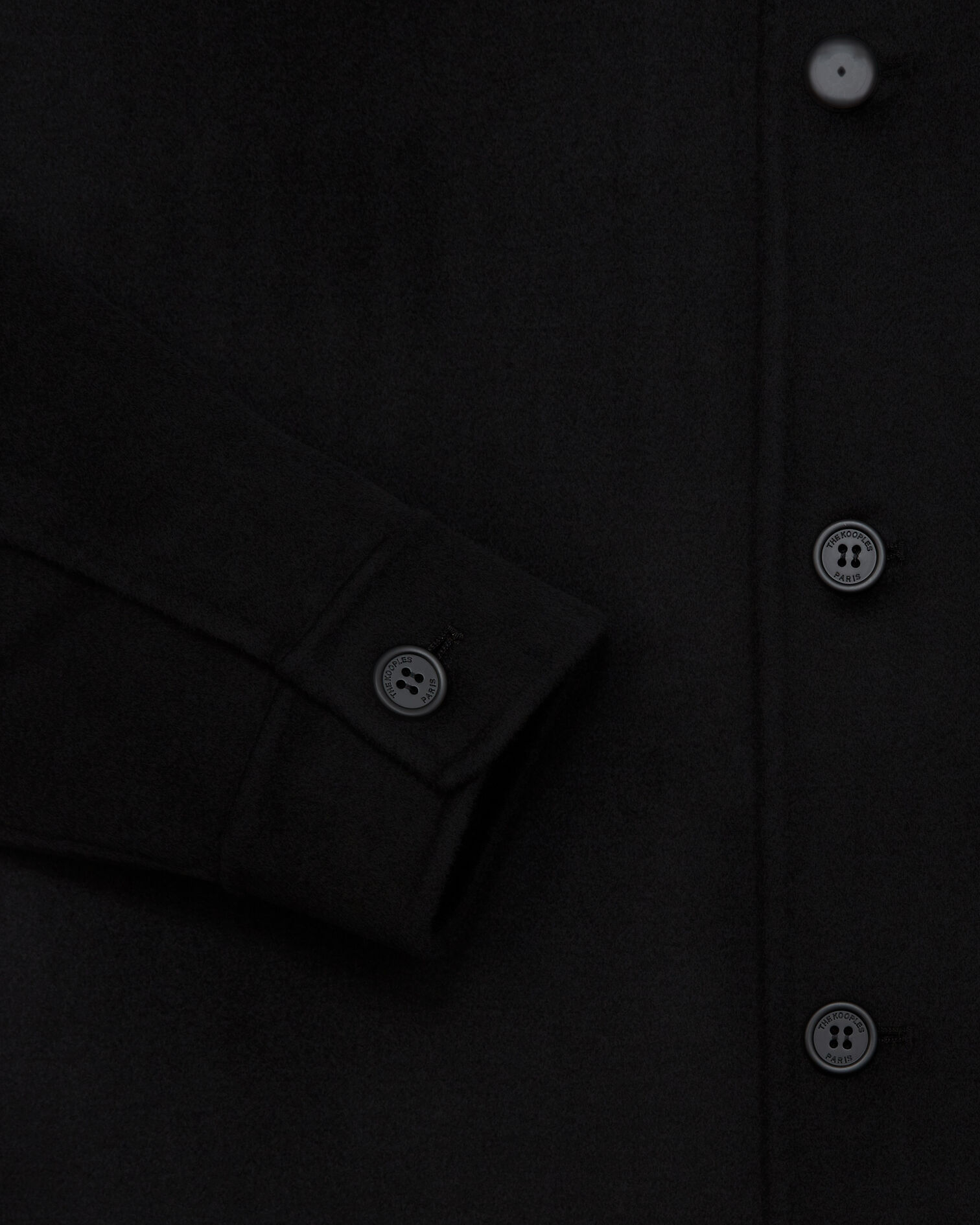 Chemise laine noir double face droite, BLACK, hi-res image number null