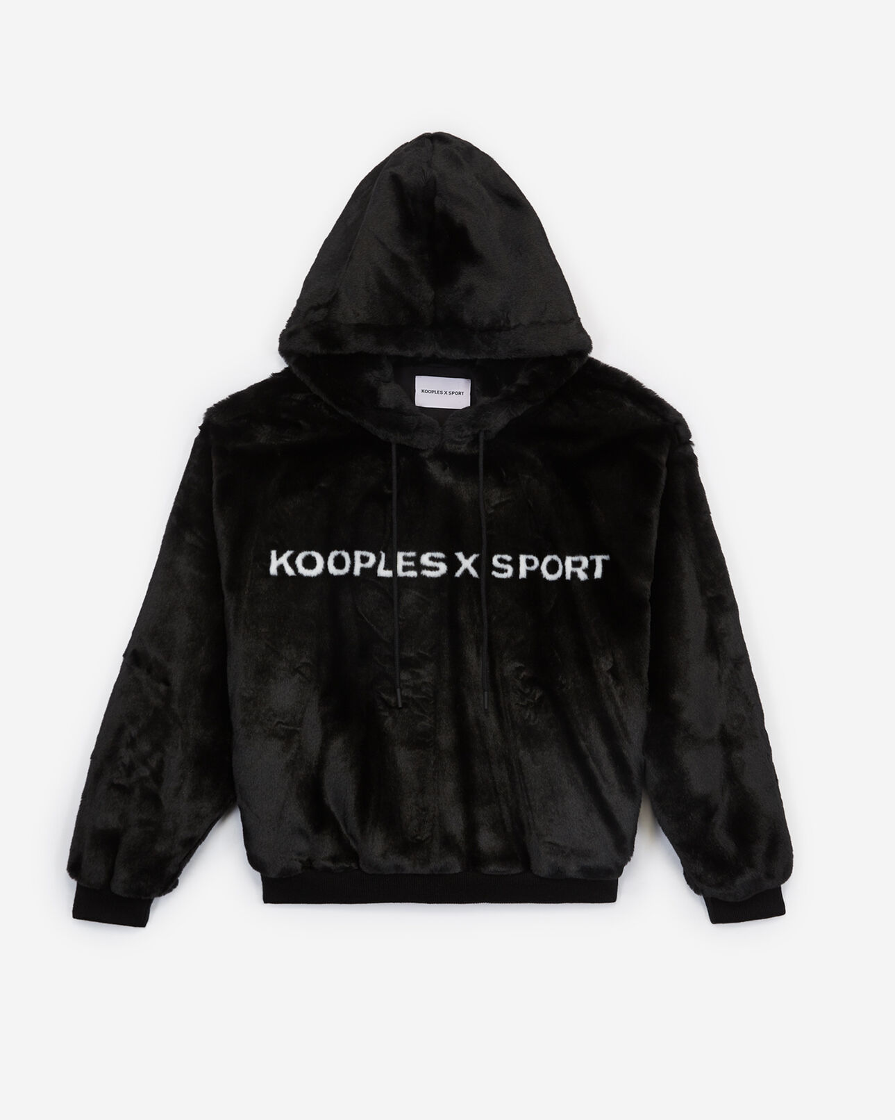 The Kooples FEMME BLACK sweat noir fausse fourrure avec logo