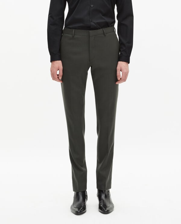 The Kooples HOMME KAKI pantalon de costume en laine kaki coupe ajustée
