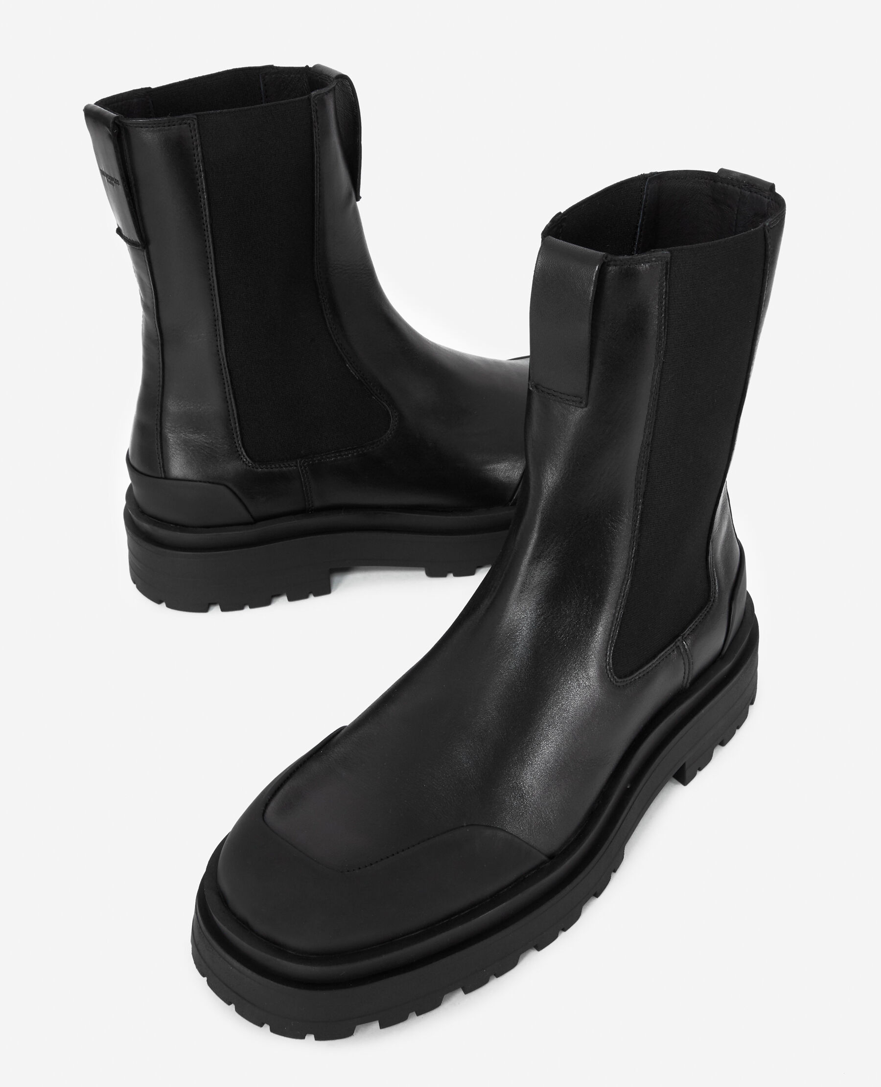 High top black leather platform Chelsea boots The Kooples