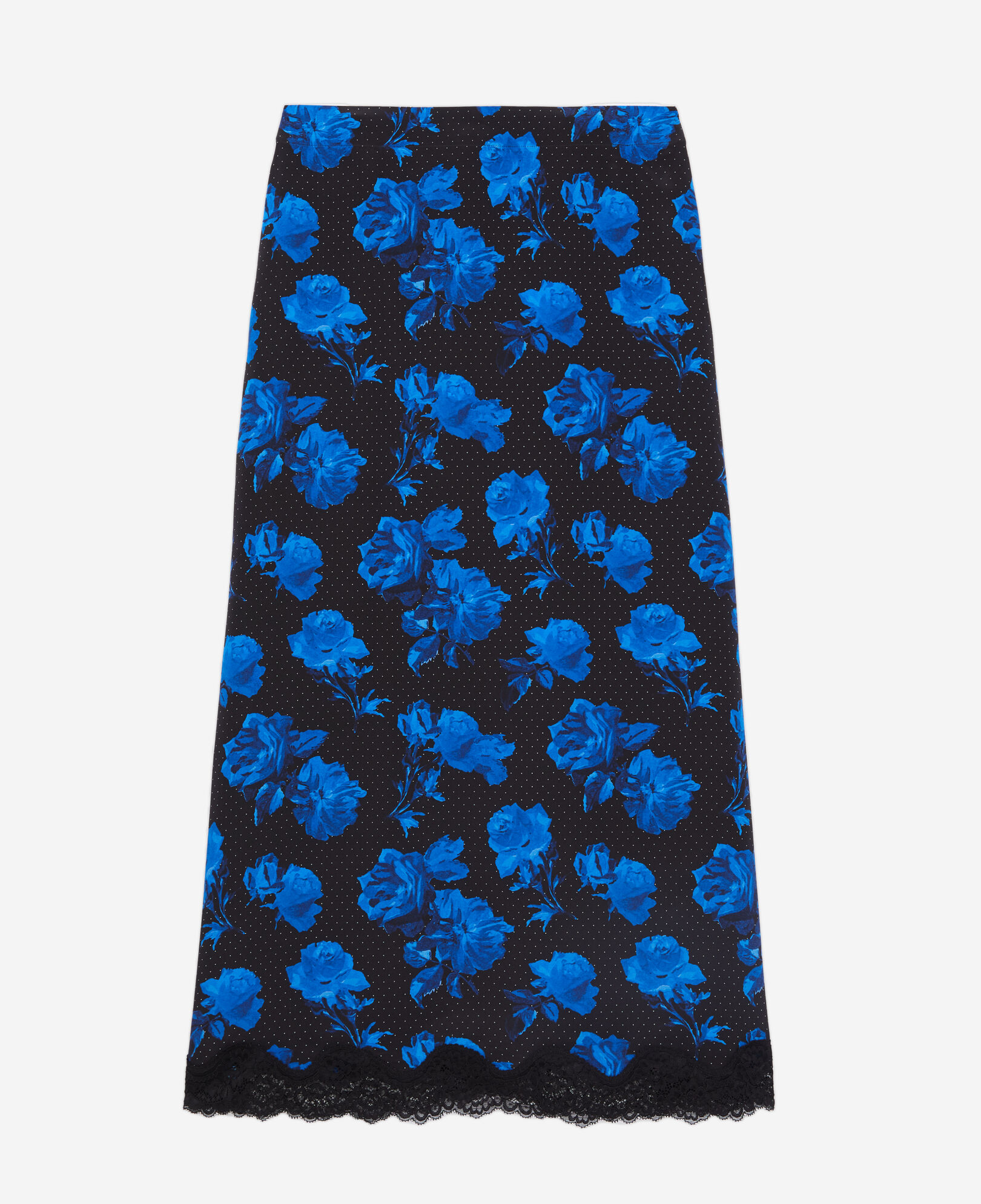 The Kooples DAMEN BLACK BLUE langer rock aus seide mit print