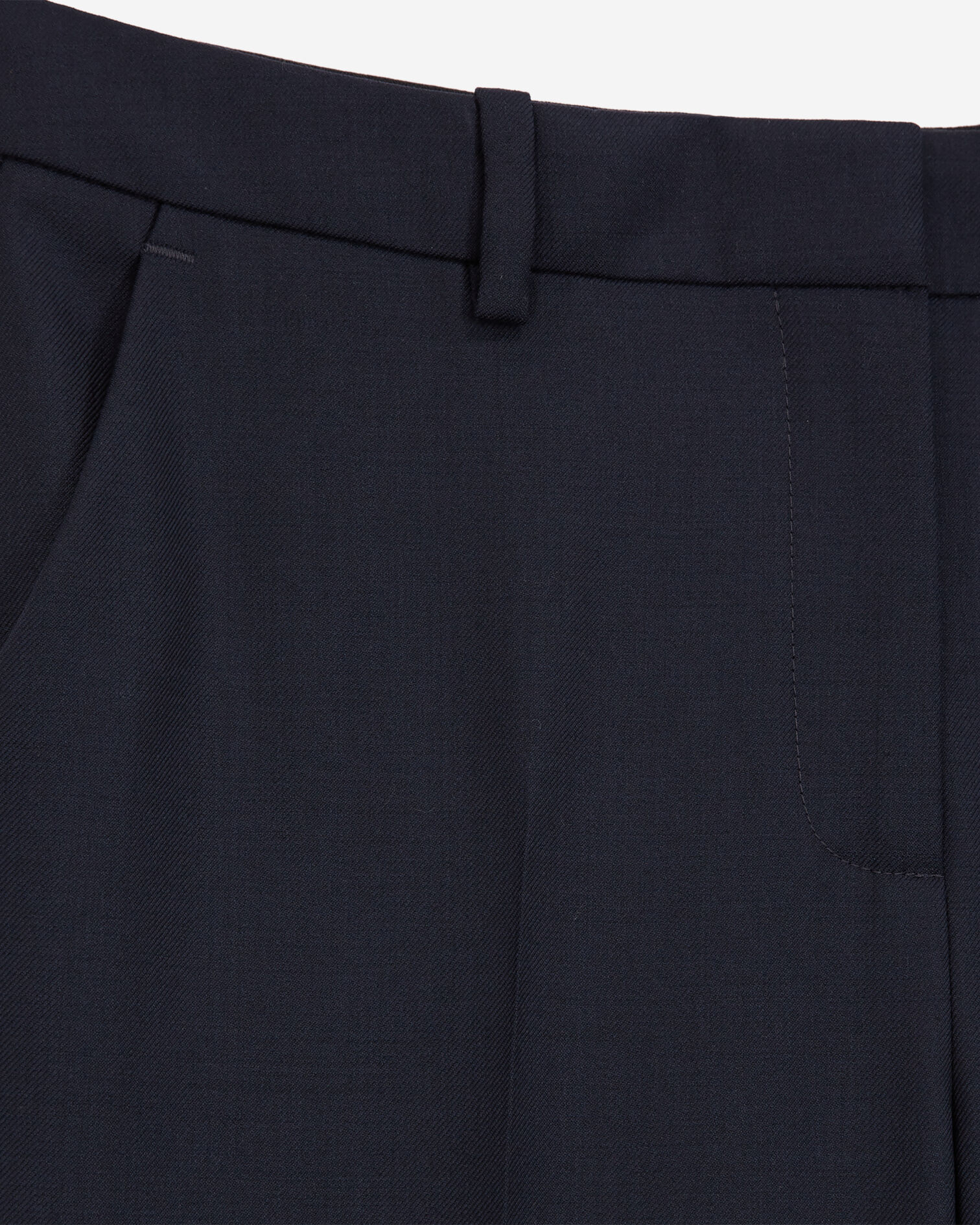Navy blue wool tailored trousers with a slim fit, NAVY, hi-res image number null