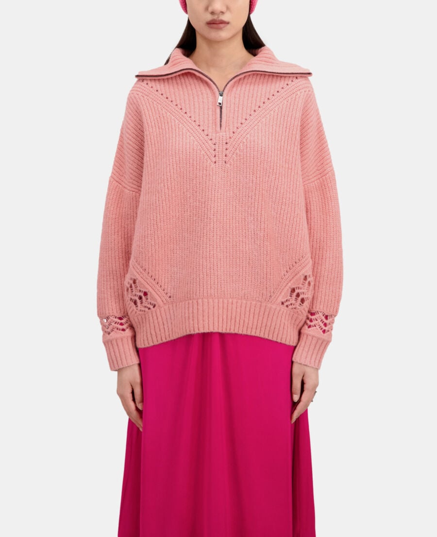 The Kooples FEMME OLD PINK pull rose en laine mélangée