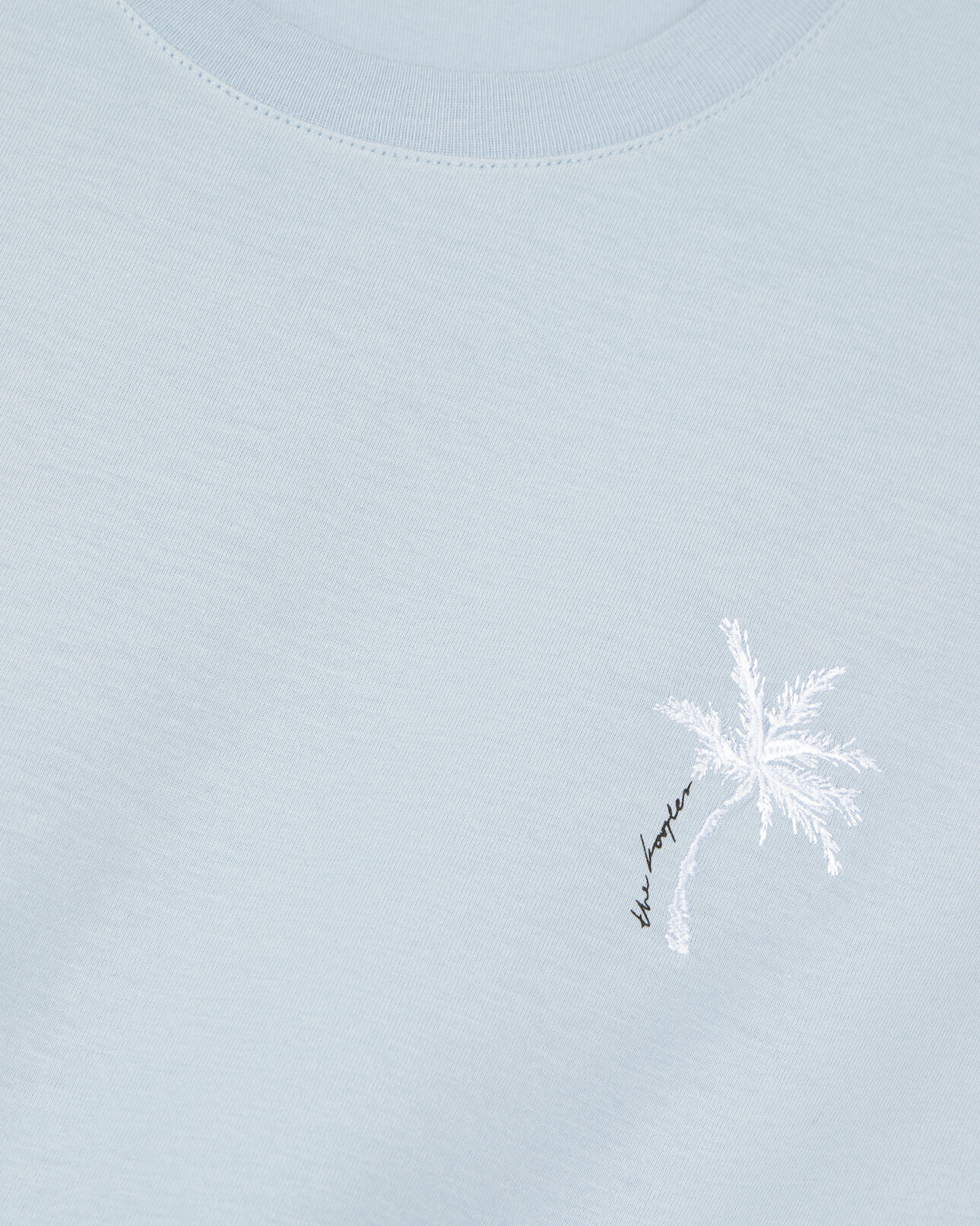 The Kooples HERREN LAVENDER himmelblaues t-shirt mit palmen-stickerei
