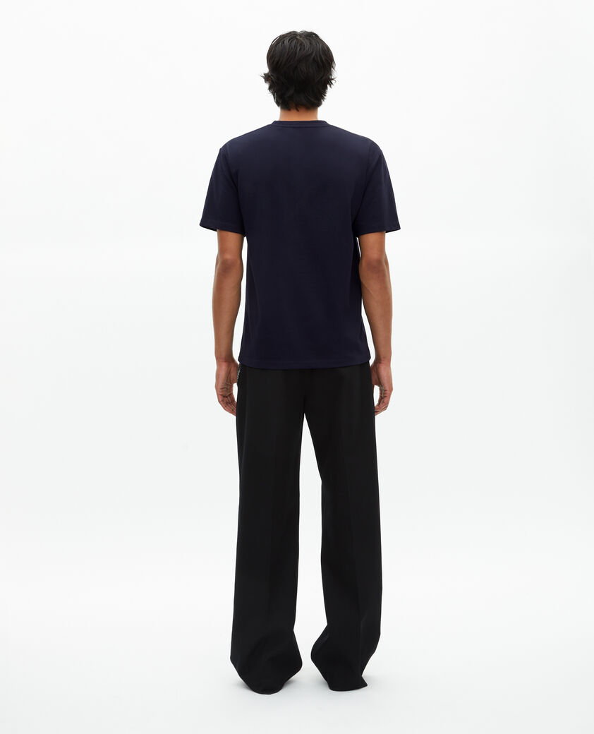 The Kooples HOMME NAVY t-shirt mixte droit uni bleu marine