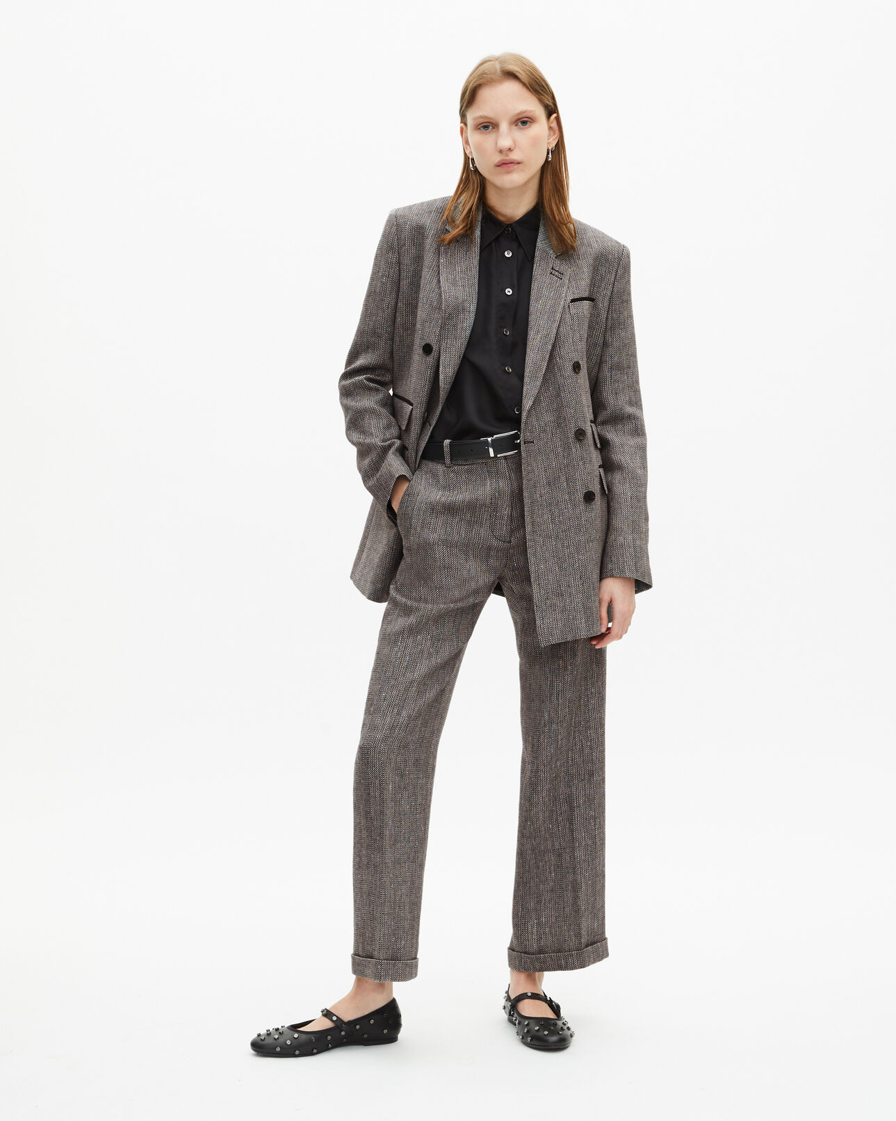 The Kooples MUJER BLACK bailarinas de piel negra con tachuelas
