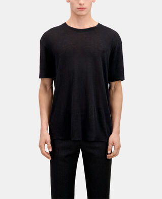 The Kooples HOMME BLACK t-shirt homme noir en lin avec blason