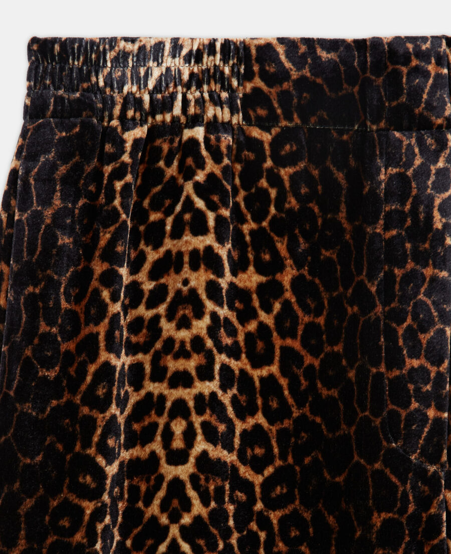 flowing velvet pants with leopard print