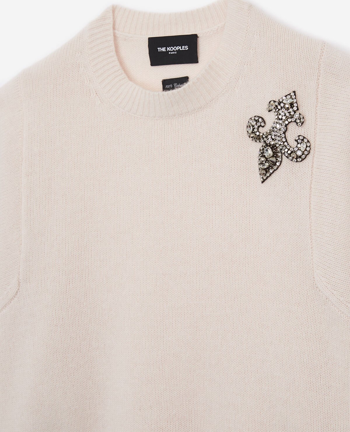 Pink cashmere sweater with fleur de lys