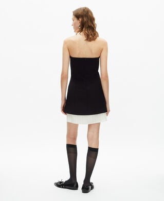 The Kooples FEMME BLACK robe courte bustier bi-matière noire