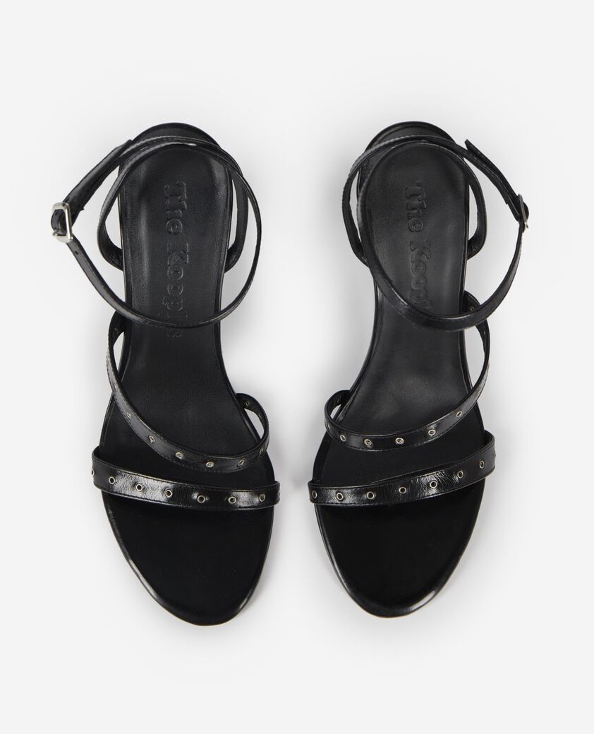 The Kooples FEMME BLACK sandales &agrave; talons compens&eacute;s avec studs noir