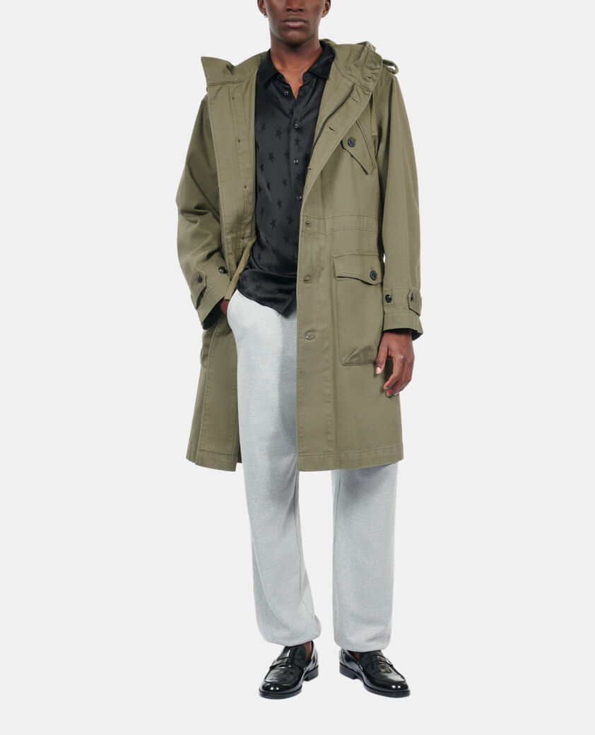 The Kooples HOMME OLIVE NIGHT parka longue &agrave; capuche kaki