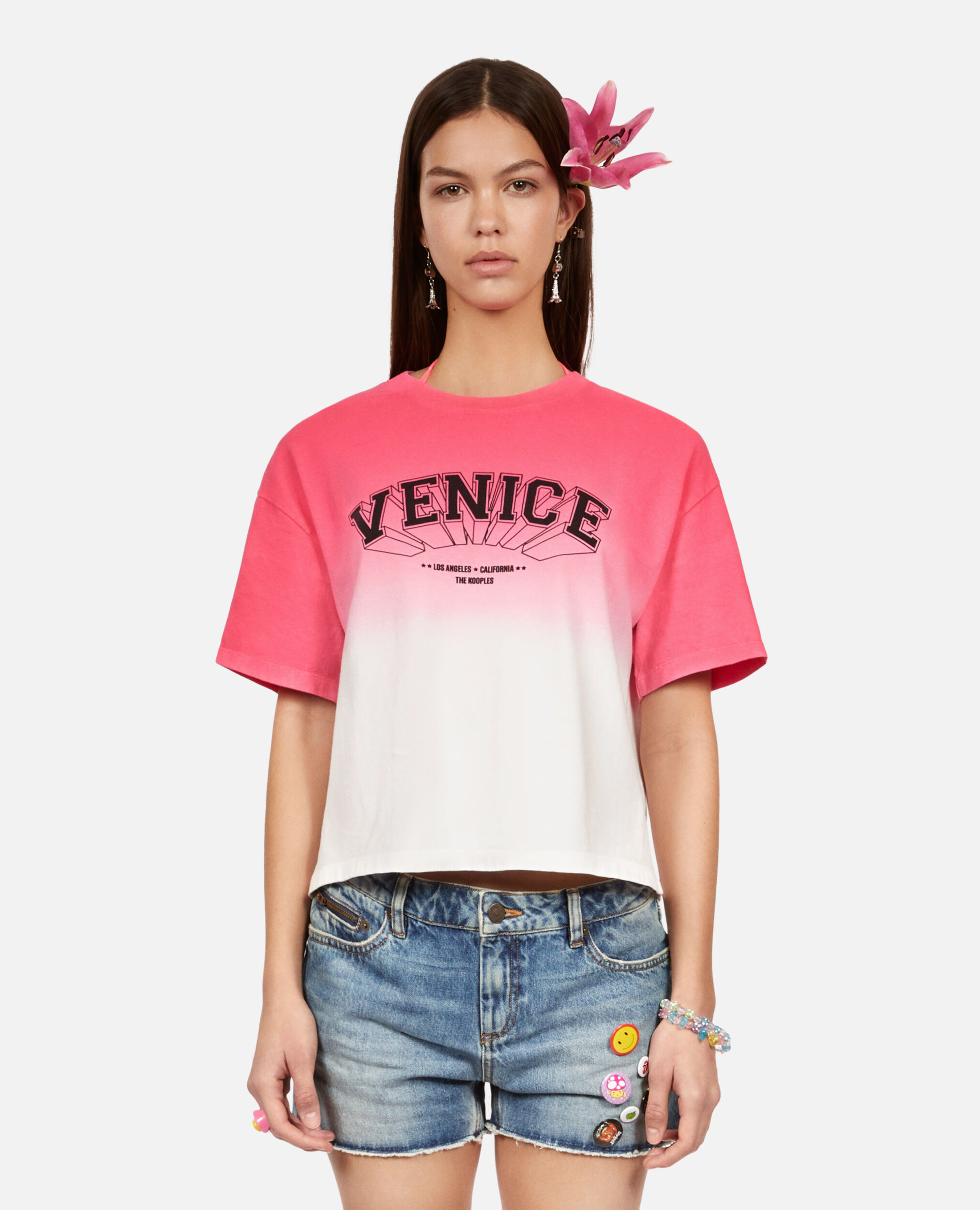 Rosa T-Shirt mit Venice-Siebdruck, RETRO PINK, hi-res image number null