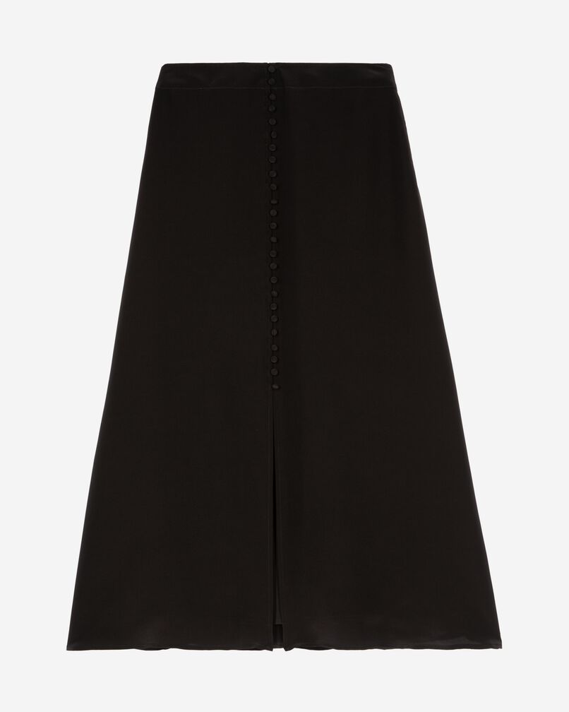 The Kooples FEMME BLACK jupe longue en soie noire