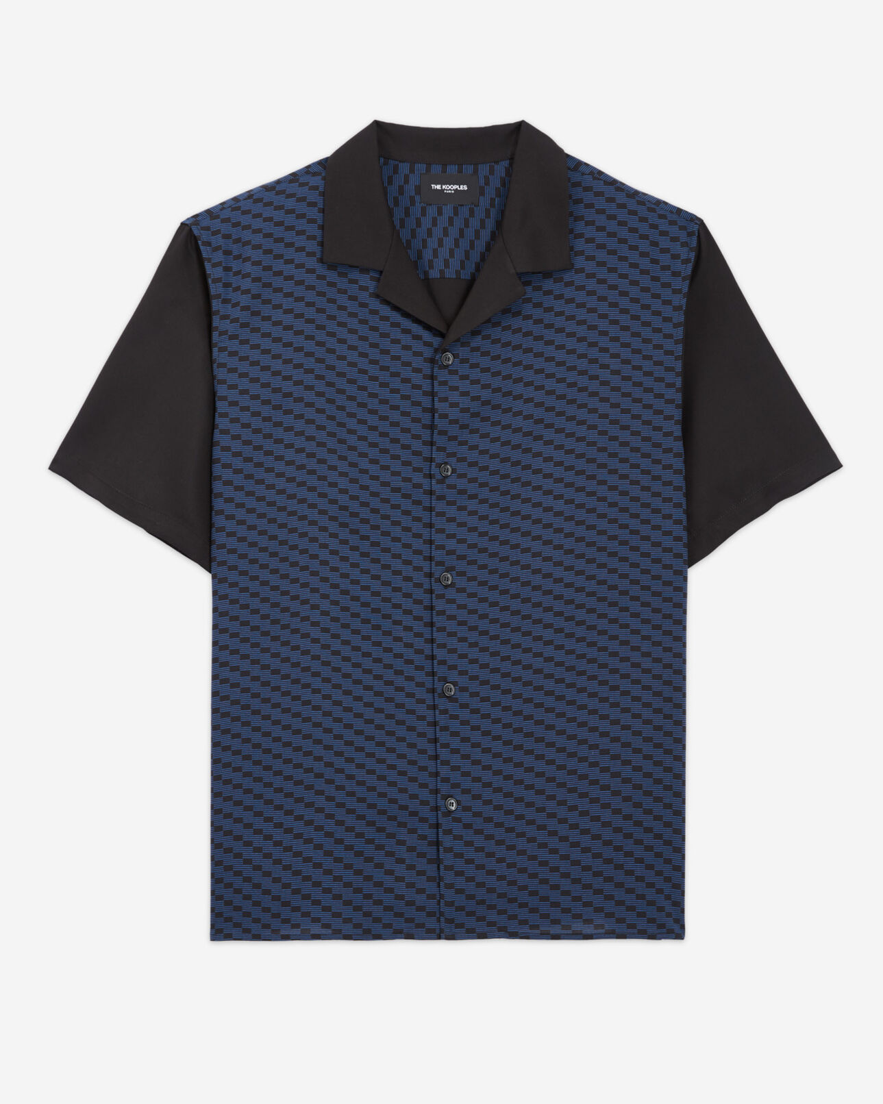 The Kooples MEN BLACK BLUE chic black and blue shirt with short sleeves
