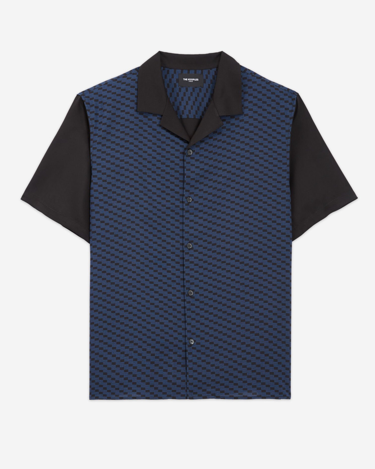 Chic black and blue shirt with short sleeves, BLACK BLUE, hi-res image number null