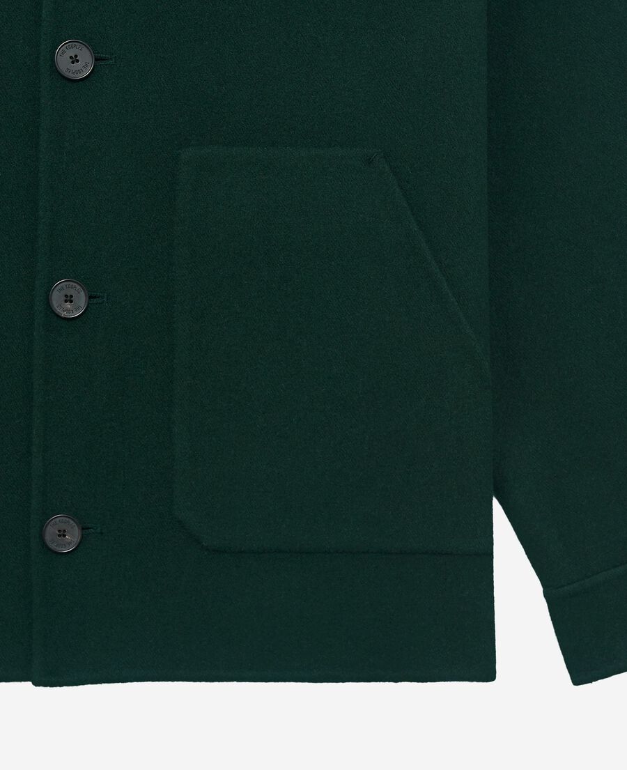 The Kooples HOMME BOTTLE GREEN surchemise en laine vert foncé