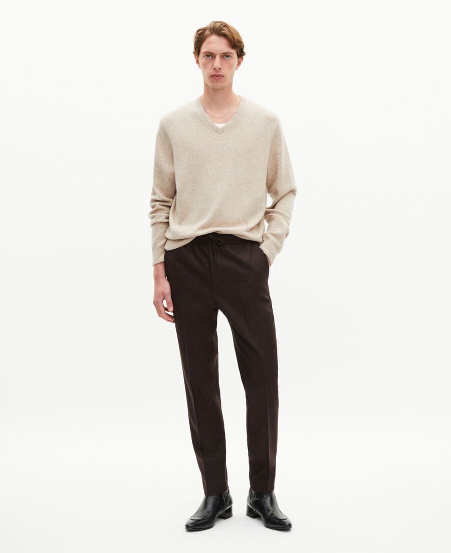 The Kooples MEN BROWN brown wool straight pants