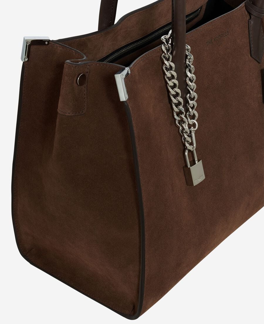 The Kooples F CHOCOLATE ming xl tote bag in brown suede