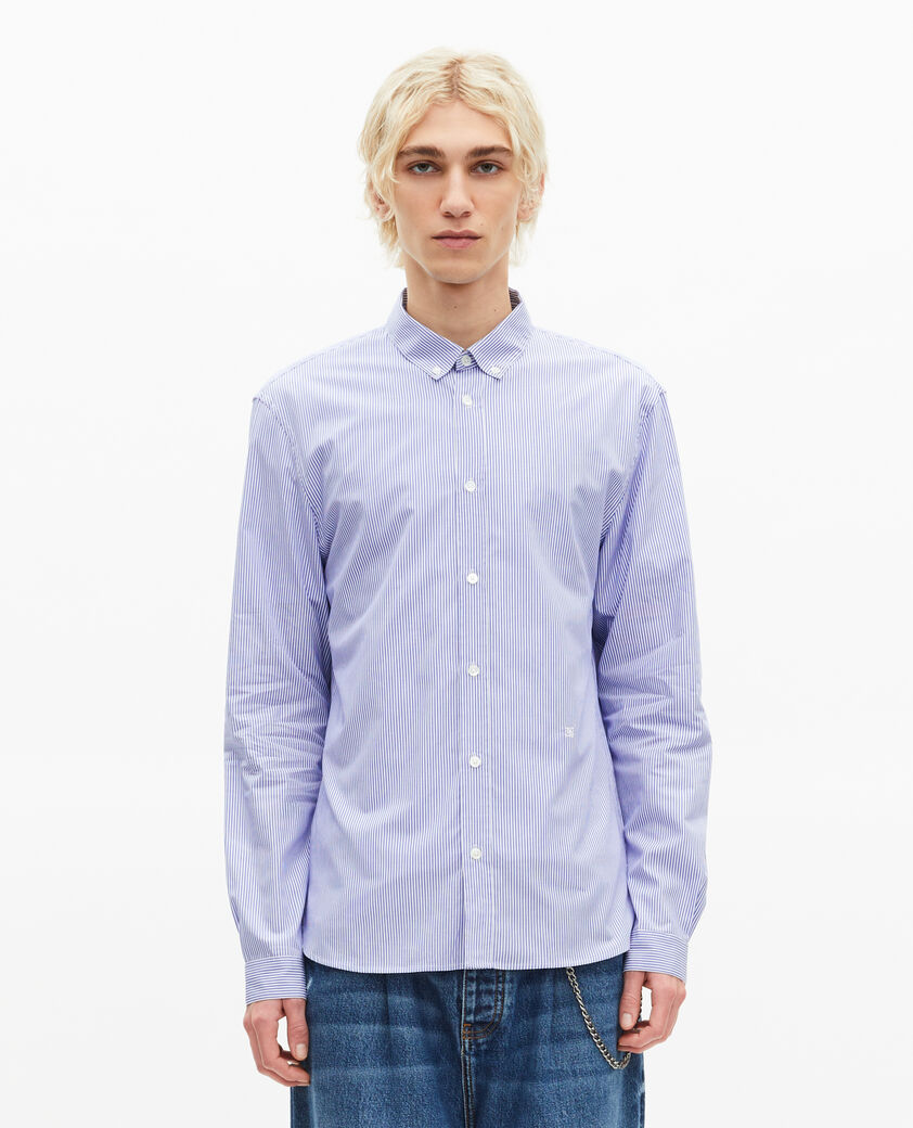 The Kooples HOMME BLUE WHITE chemise à rayures blanche et bleue