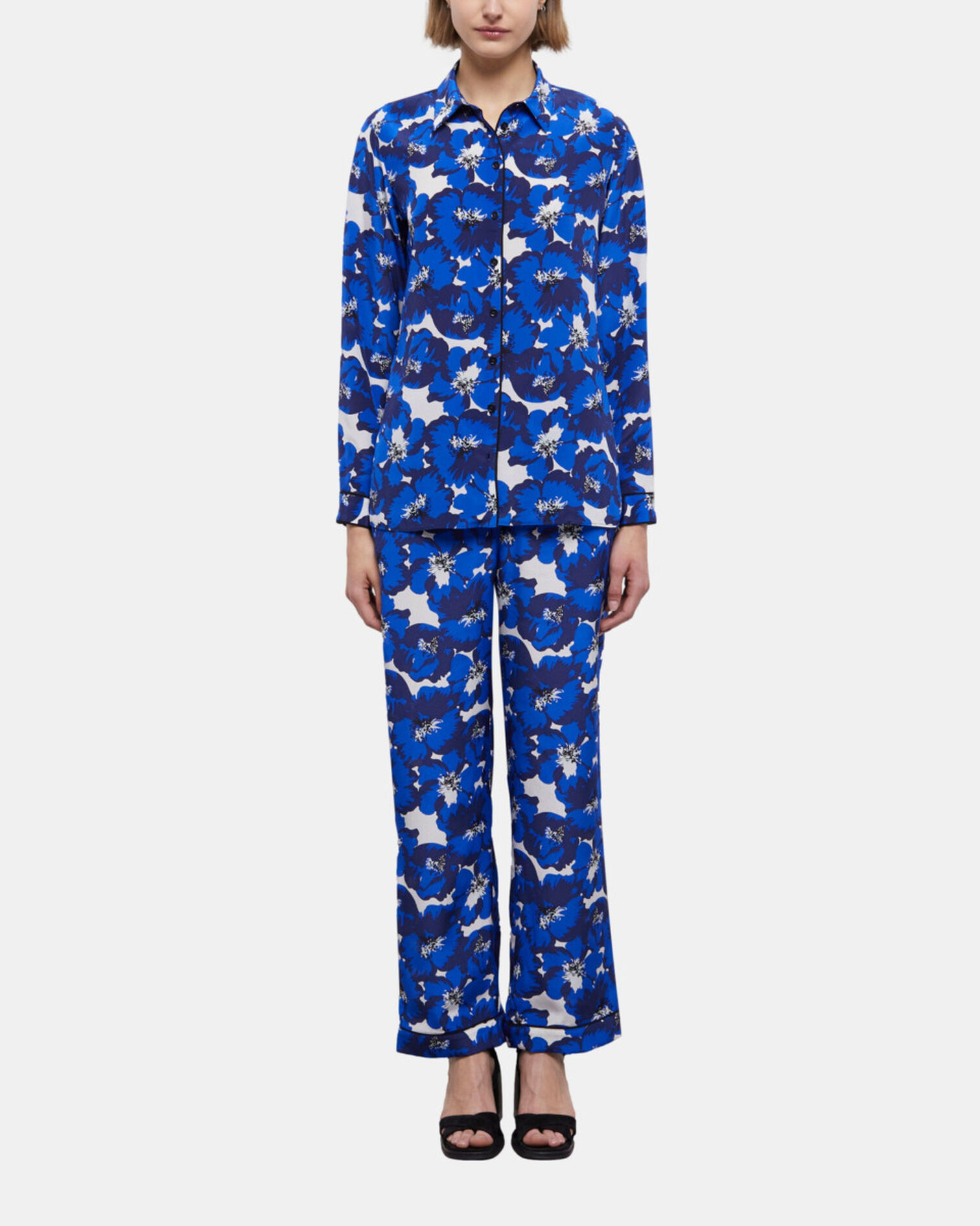 Chemise imprimée en soie, BLUE, hi-res image number null