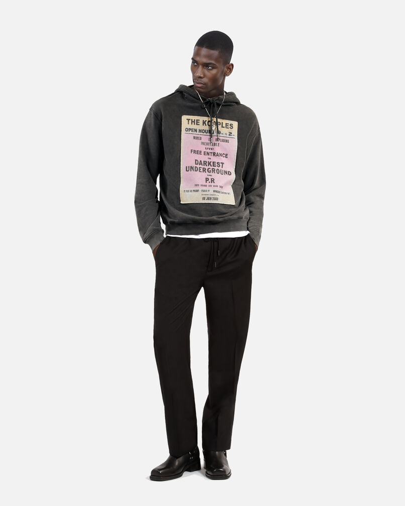 The Kooples HOMME BLACK WASHED sweatshirt à capuche et sérigraphie noir