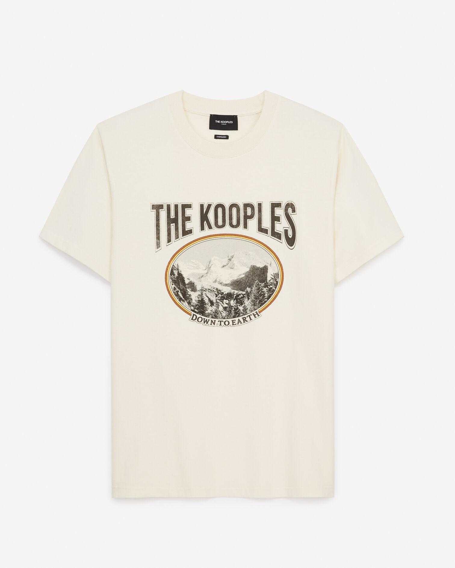 Ecru cotton T-shirt printed mountain logo, ANTIQUE WHITE, hi-res image number null