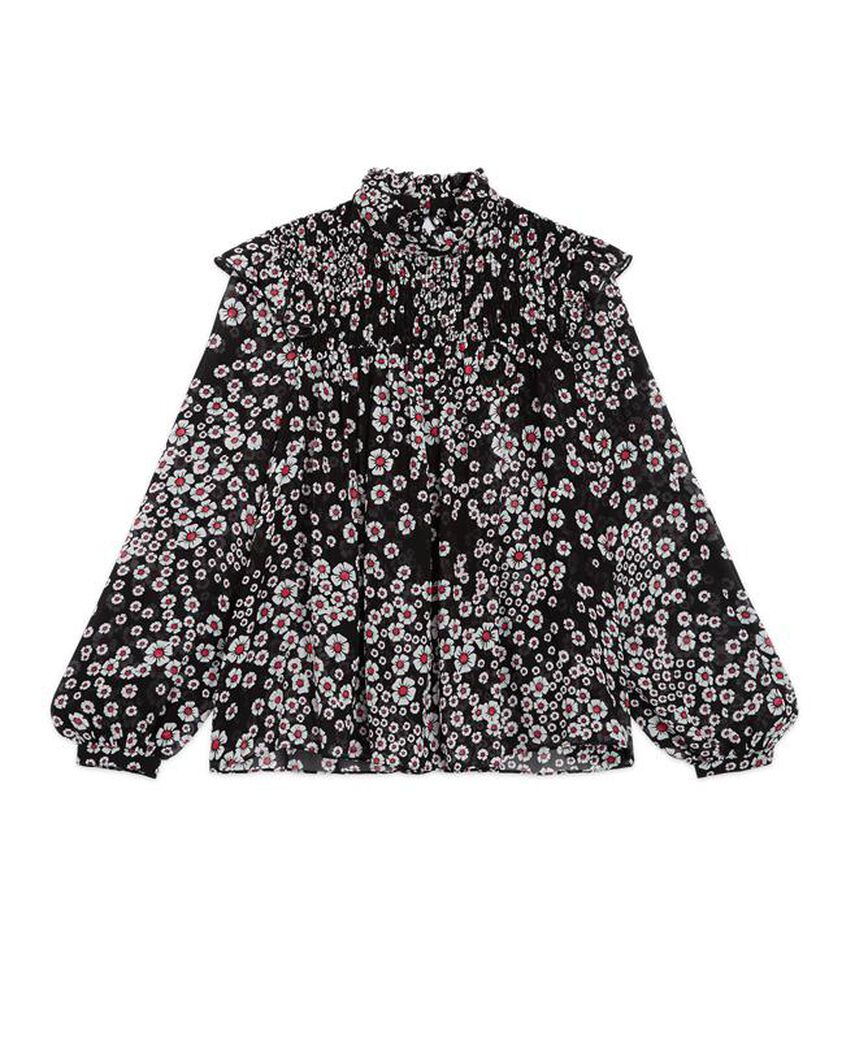 The Kooples FEMME BLACK / PINK top fleuri
