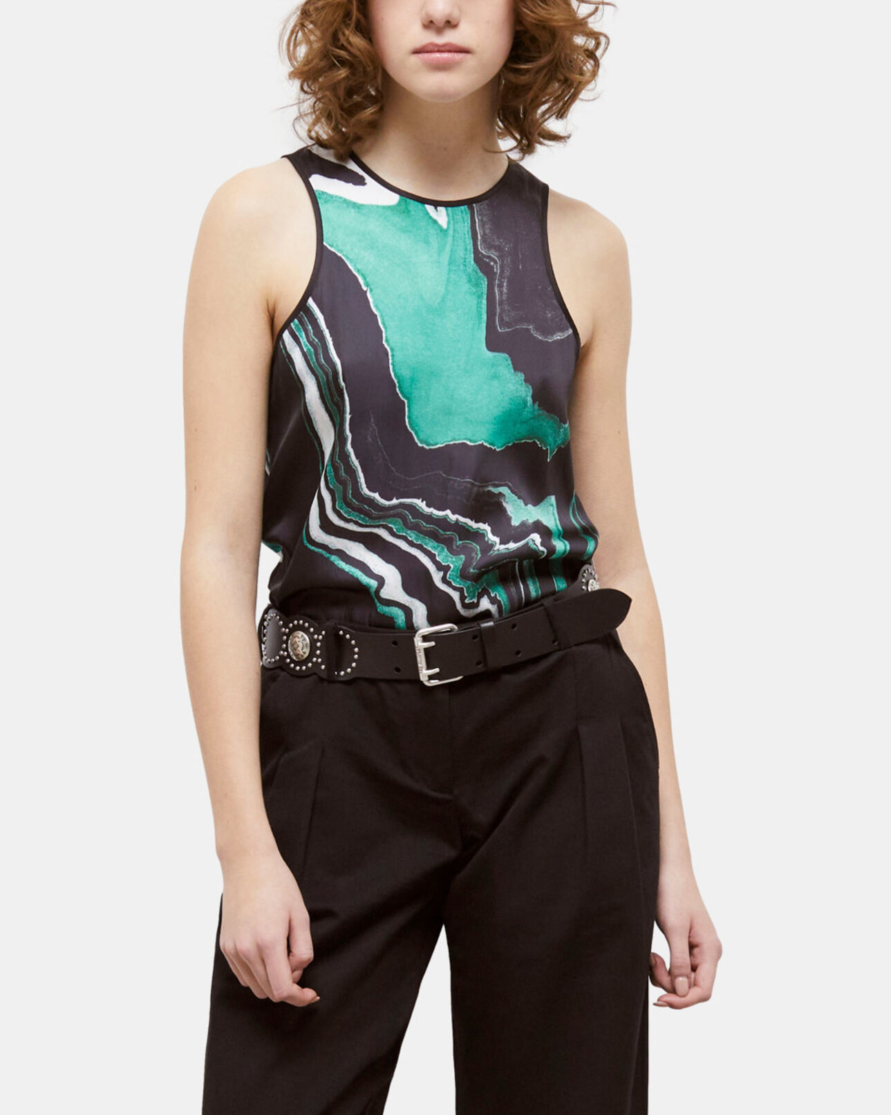 The Kooples WOMEN BLACK / GREEN printed top