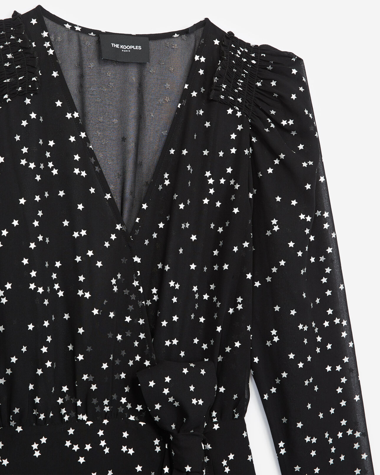 The Kooples DAMEN BLACK kurzes schwarzes kleid mit schulterpolstern