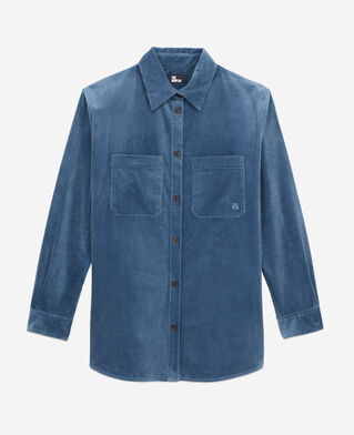 The Kooples DAMEN BLUE PETROL blaue hemdjacke aus cordsamt
