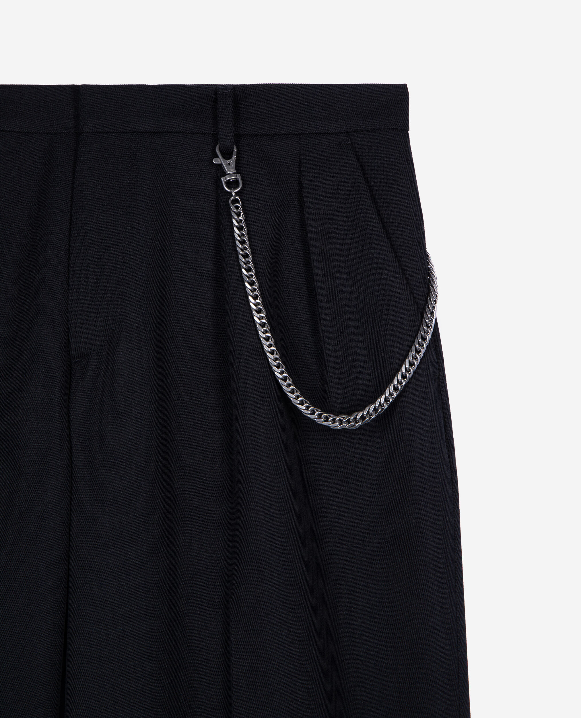 Black wide-leg wool pants, BLACK, hi-res image number null