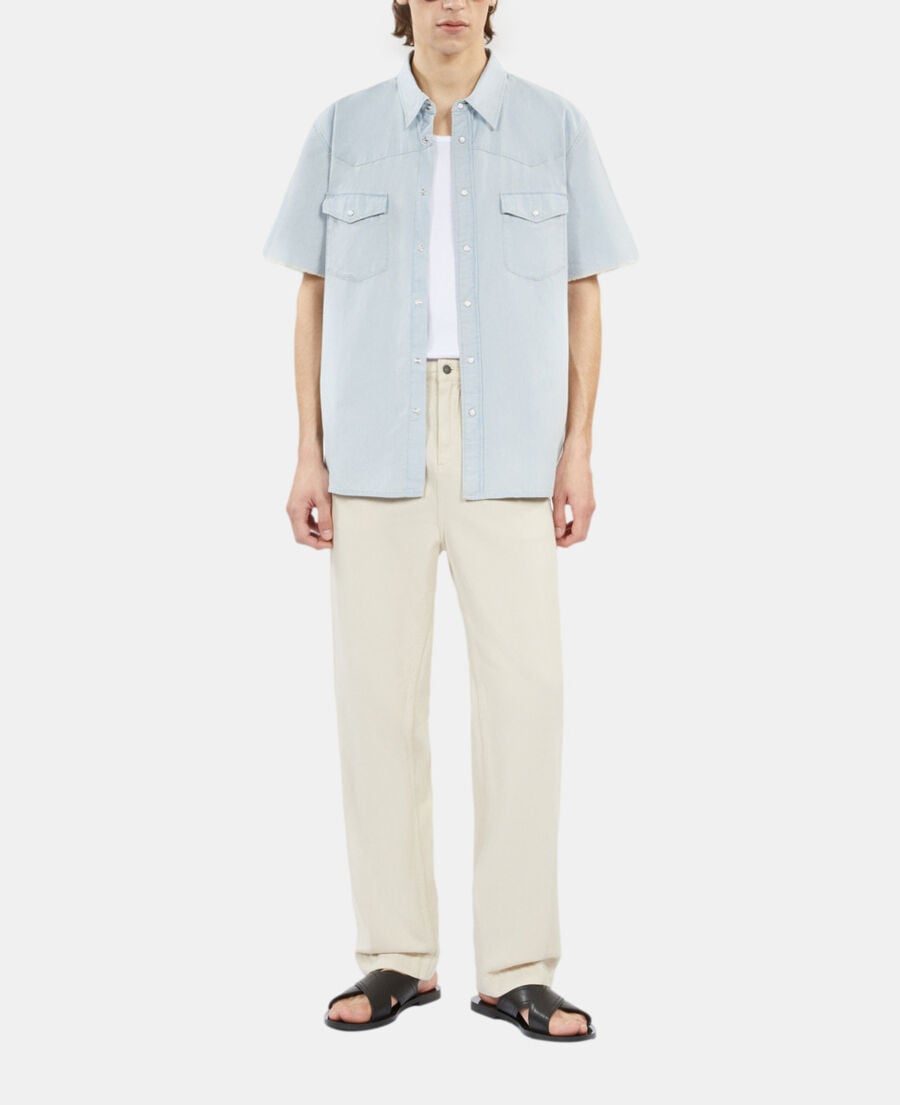 The Kooples HERREN LIGHT BLUE kurzärmeliges hemd aus denim