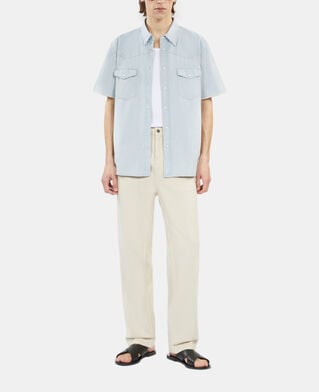 The Kooples HERREN LIGHT BLUE kurzärmeliges hemd aus denim