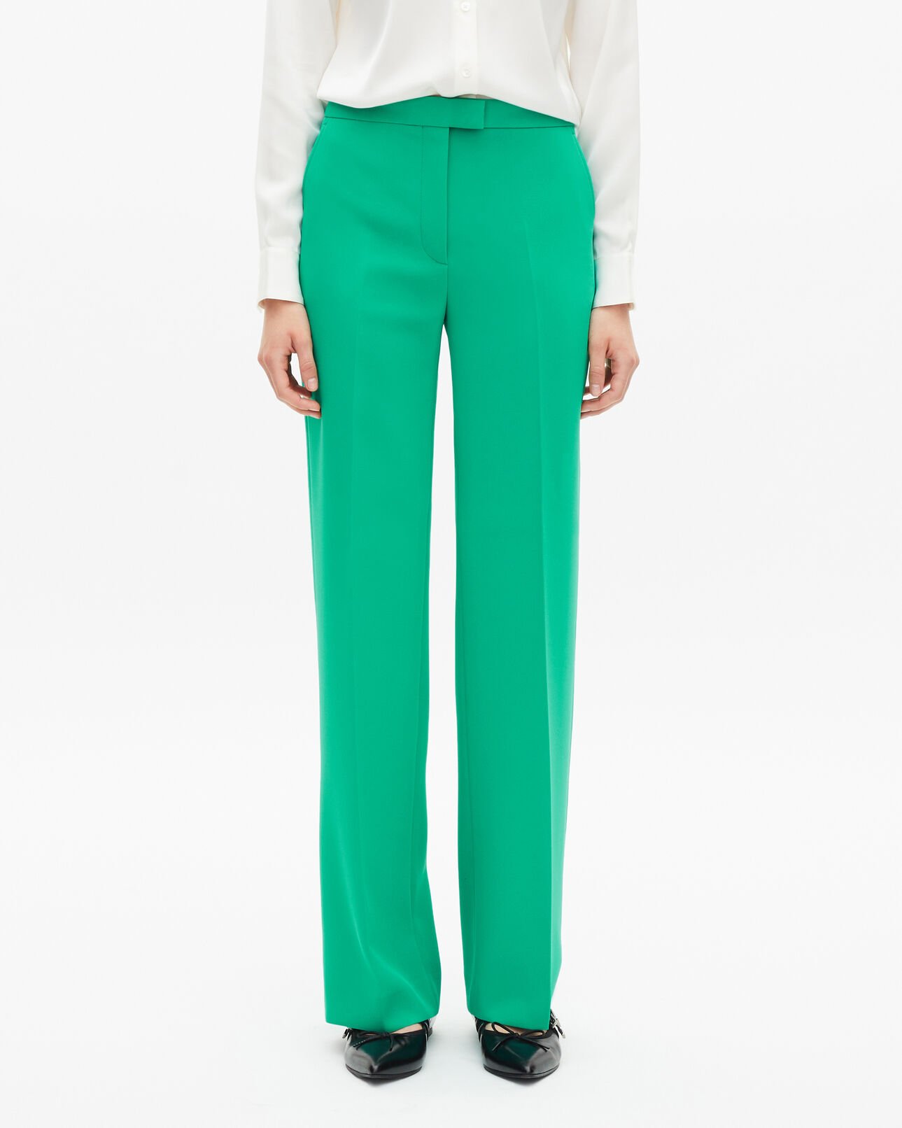 The Kooples FEMME GREEN pantalon tailleur vert en crêpe