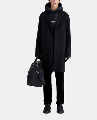 The Kooples HERREN BLACK NAVY langer schwarzer mantel aus wolle