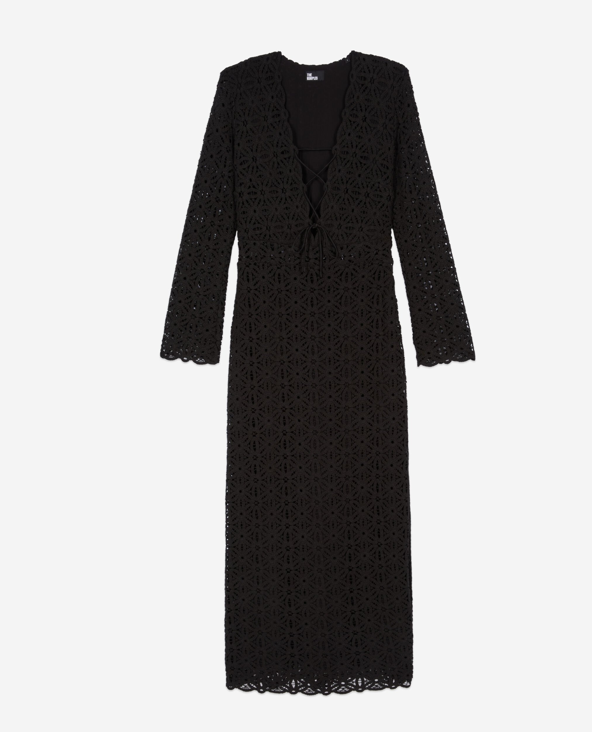 Long black guipure dress, BLACK, hi-res image number null