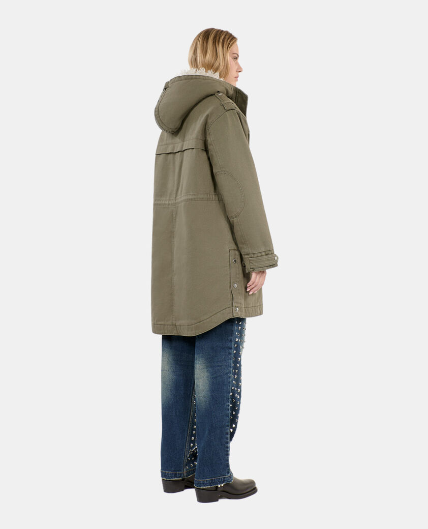 The Kooples FEMME OLIVE NIGHT parka à capuche kaki