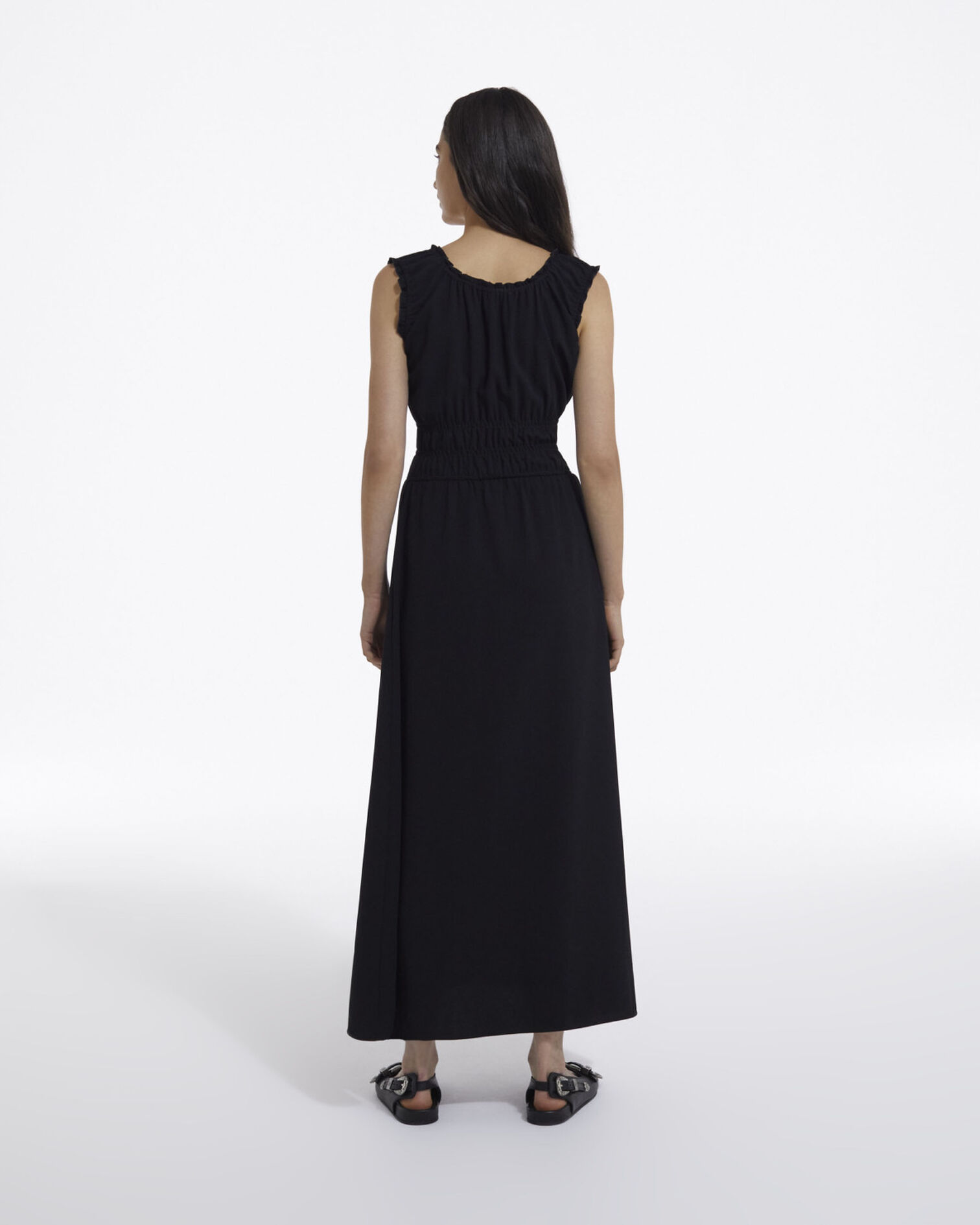 Robe noire habillée longue décolletée, BLACK, hi-res image number null