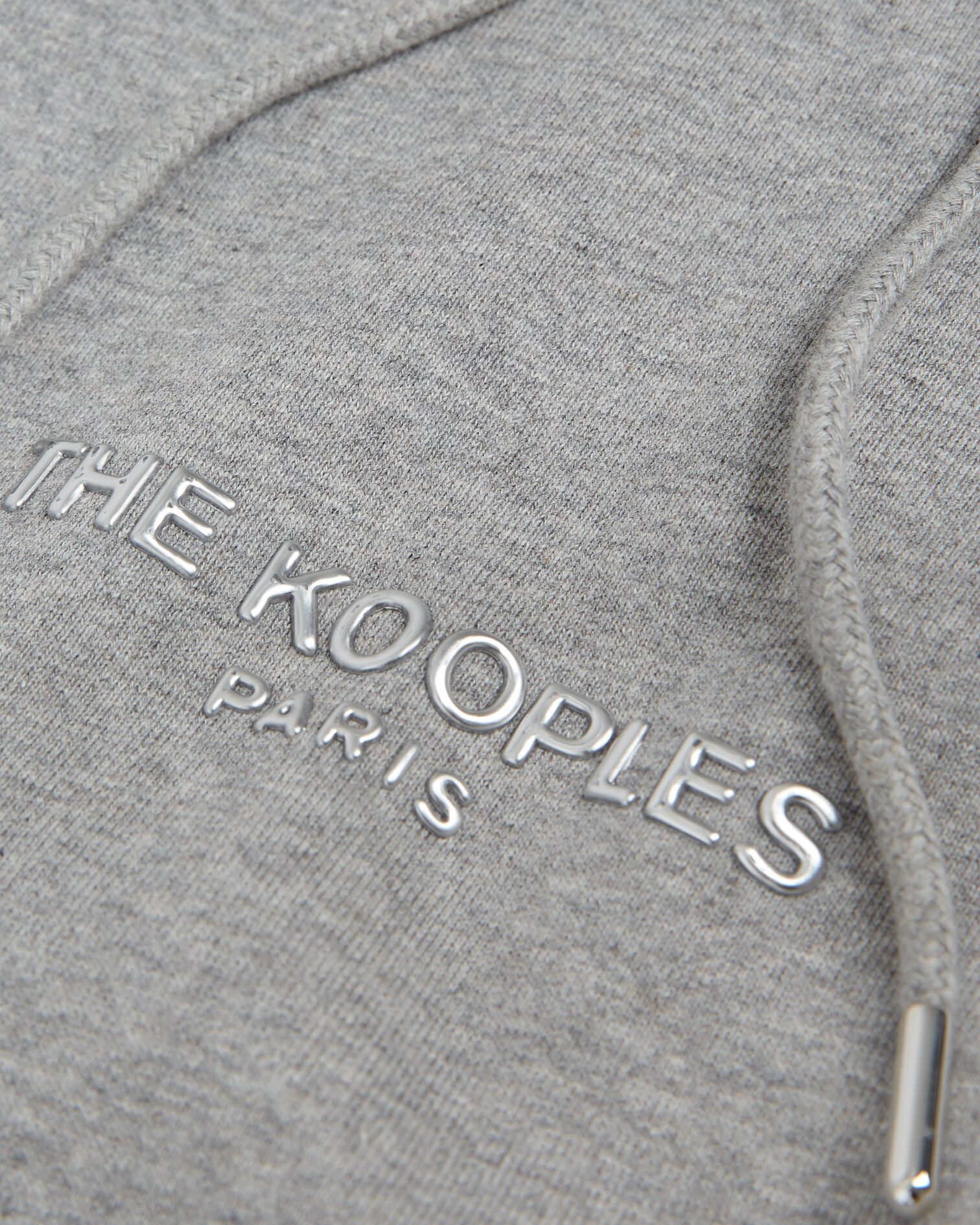 Sweat capuche coton gris à logo argenté, GREY MELANGE, hi-res image number null
