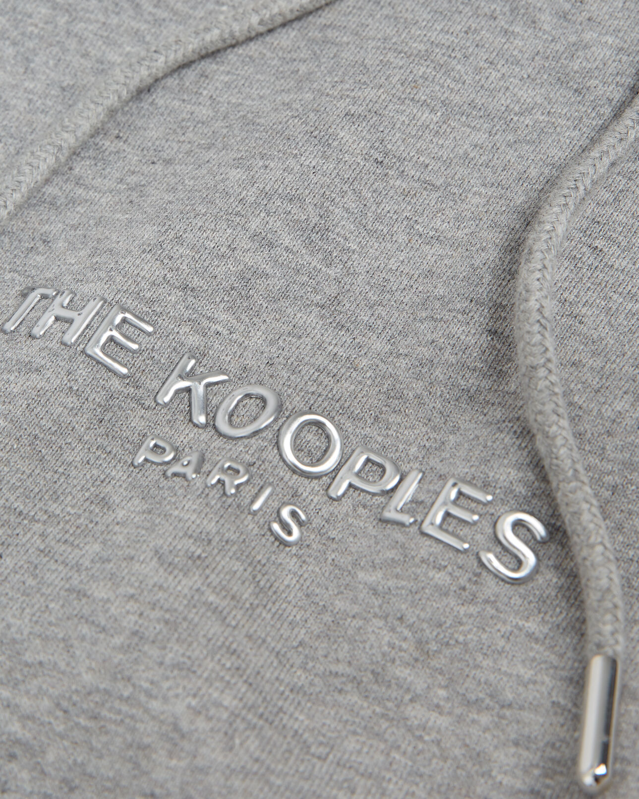 The Kooples HOMME GREY MELANGE sweat capuche coton gris à logo argenté