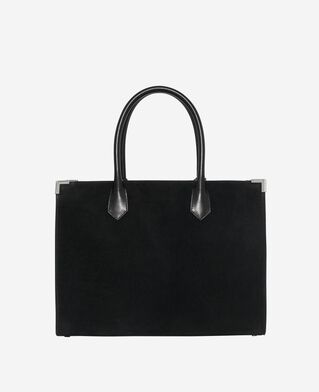 The Kooples WOMEN BLACK ming l tote bag in black suede