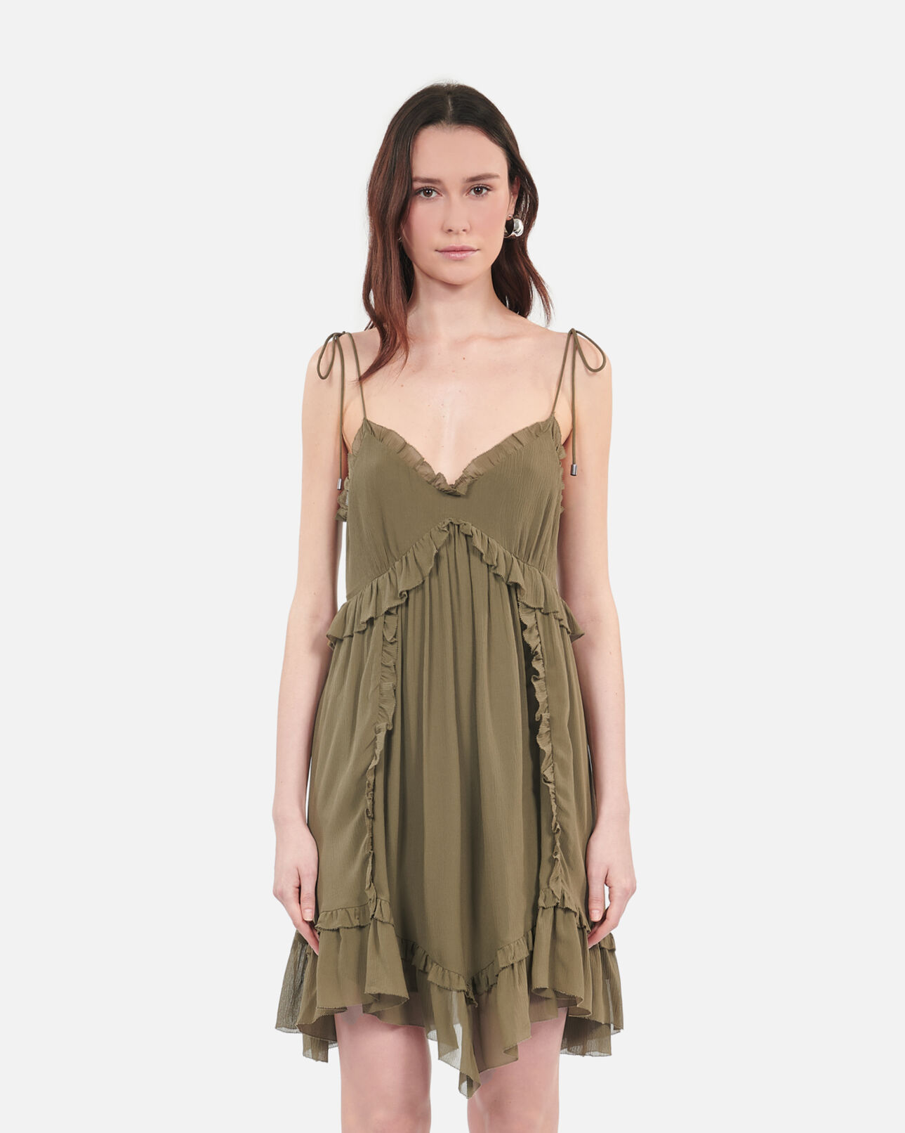 The Kooples WOMEN KAKI short khaki silk dress