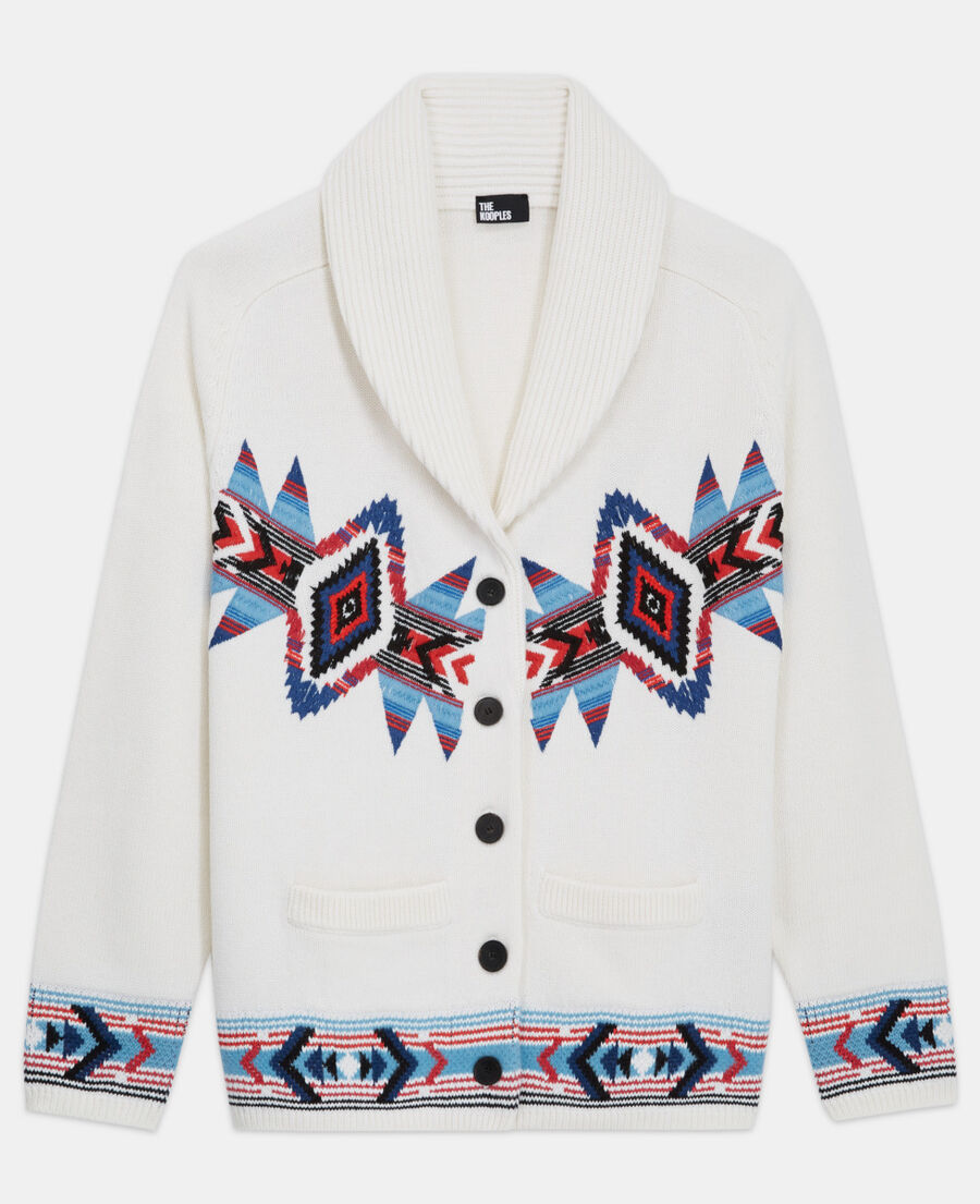patterned cardigan with shawl lapels