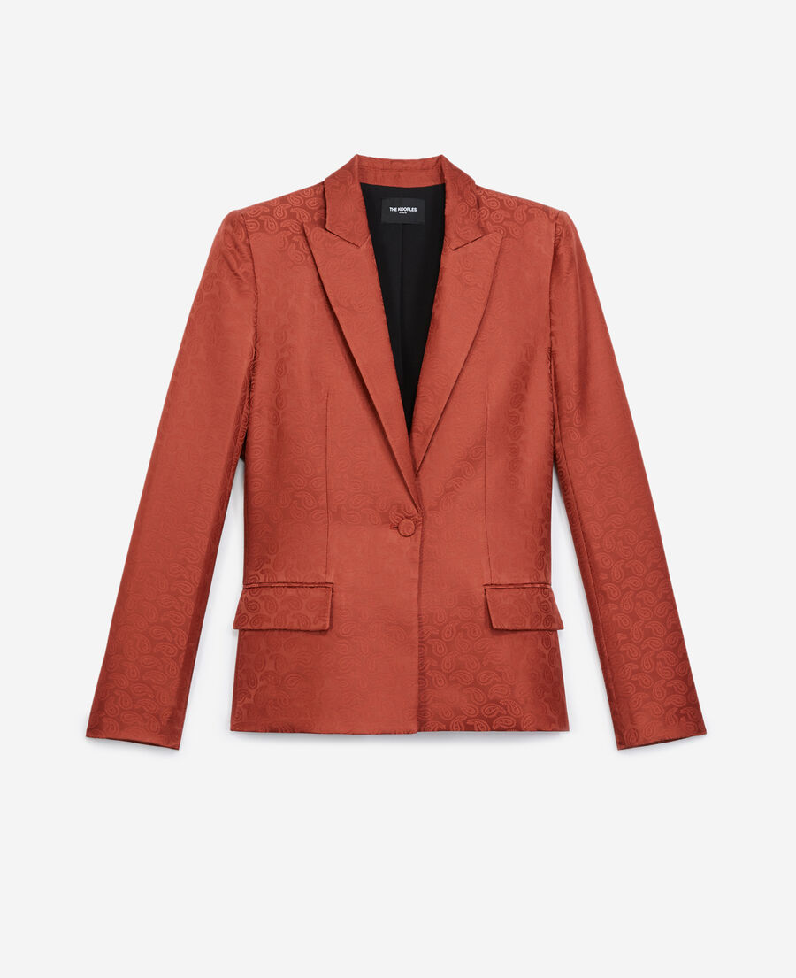 satinierter blazer aus rosa jacquardgewebe